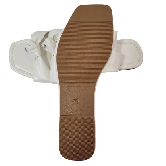 Women's Knot Design Double Strap Slide Sandals Square Open Toe Flats Size 8.5 - Picture 5 of 7